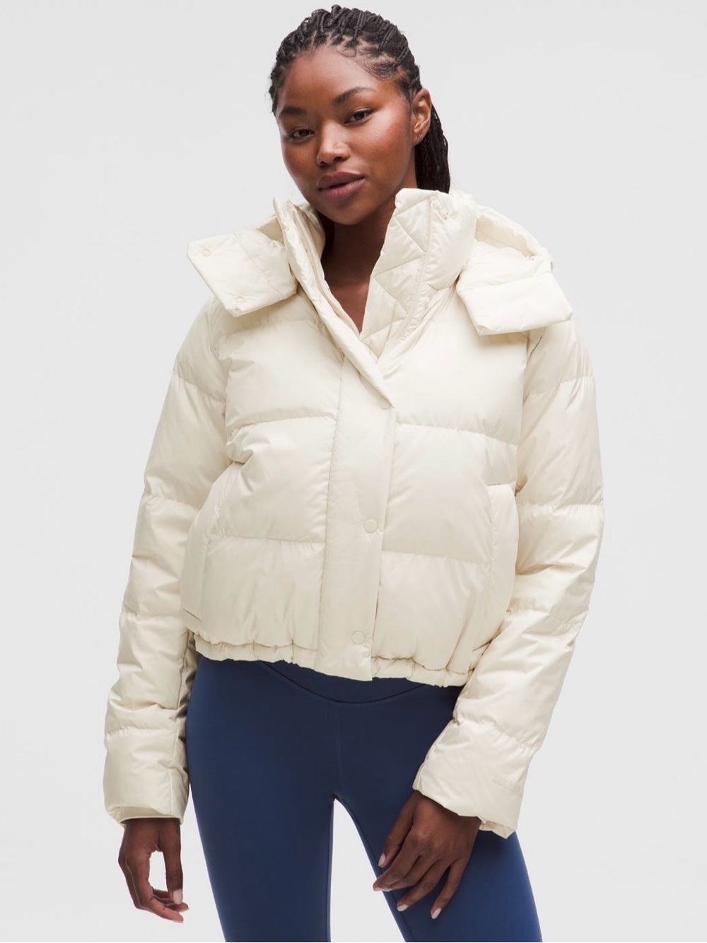 Lululemon Wunder Puff 600-Down-Fill Cropped Jacket in Light Ivory